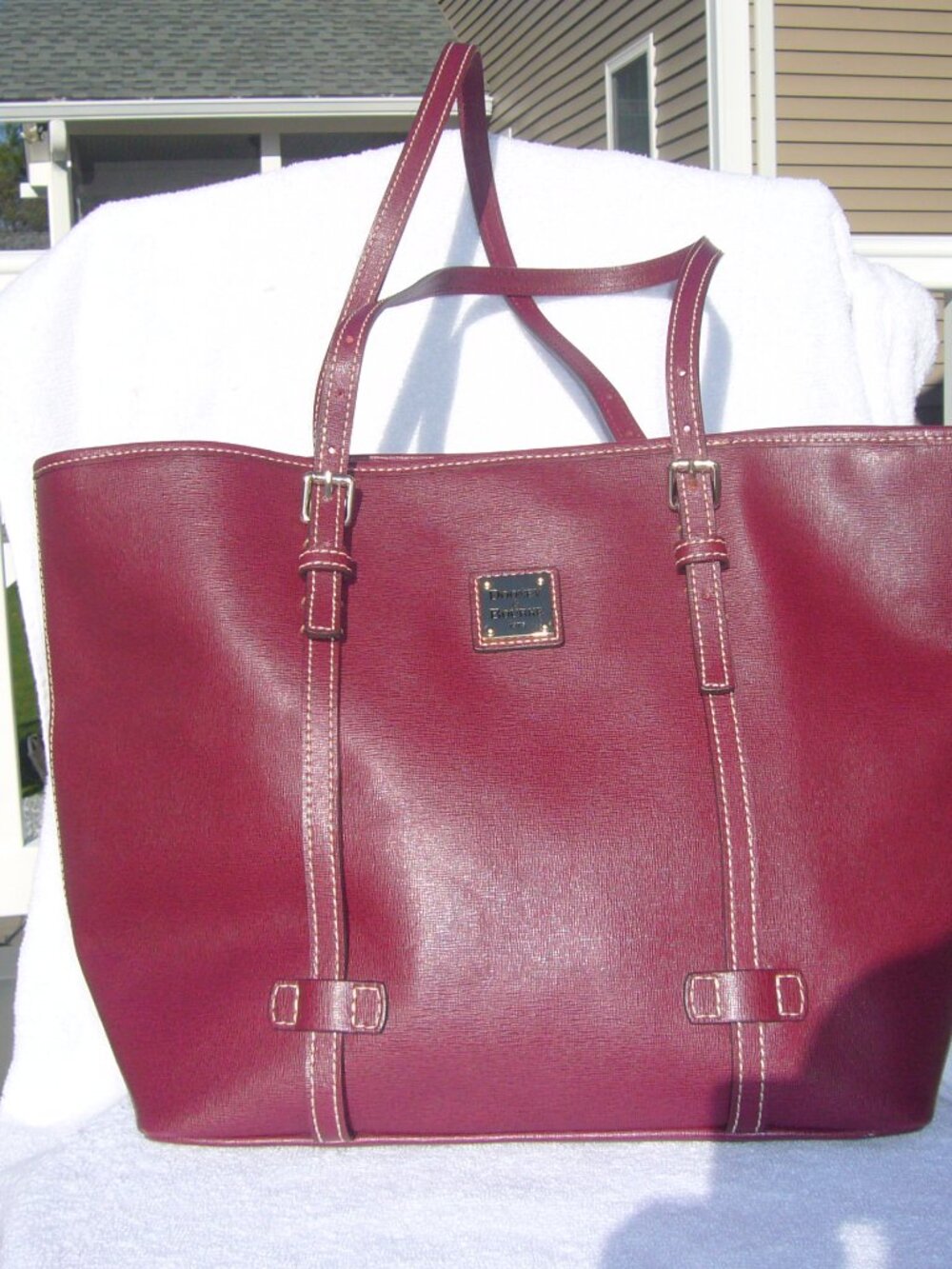 Dooney & Bourke Plum Pebbled Tote Bag with Double Handles EXCELLENT CONDITION!